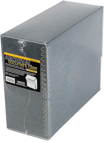 Lineco Archival Document Storage Box, 12.5" x 10.5" x 5", Gray | Acid-Free, 12 Letter Sized File Folders Included, Organizer for Prints, Photos, Papers, Pack of 2 in Saudi Arabia