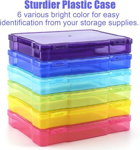 HOMURY Colorful Plastic Photo Storage Box 5 x 7 Photo Storage Container with 6 Inner Cases Colorful Plastic Picture Storage Box, Portable Photo Case with Label Sticker for Photo, Card, Stamp, Sticker in Kuwait