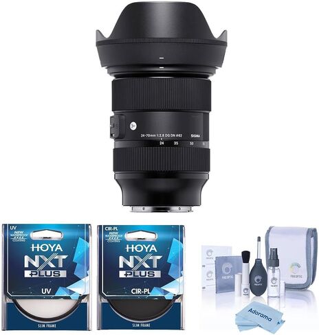 Sigma 24-70mm F2.8 DG DN Art Lens for Sony E, Bundle with Hoya NXT Plus 82mm UV+CPL Filter Kit, Cleaning Kit, Cloth in Saudi Arabia