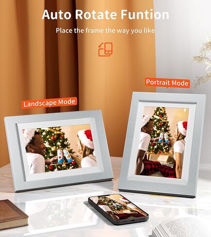 10.1" Digital Picture Frame WiFi, IPS HD Touch Screen Display with 16GB-Walnut, Removable Double Photo Frame, Share Photos or Videos for Family, Parent, Newborn, Children, Couple Memorial Gifts in Kuwait