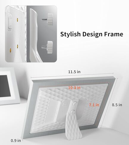 10.1" Digital Picture Frame WiFi, IPS HD Touch Screen Display with 16GB-Walnut, Removable Double Photo Frame, Share Photos or Videos for Family, Parent, Newborn, Children, Couple Memorial Gifts in Kuwait