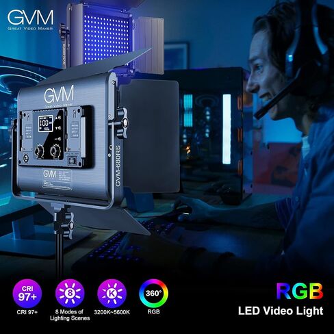GVM RGB LED ضوء فيديو مع Softbox، 680RS 50W مجموعات إضاءة لوحة LED مع تحكم بلوتوث، عبوتان من إضاءة التصوير الفوتوغرافي لاستوديو YouTube، تصوير الفيديو، الألعاب، البث، المؤتمرات in Saudi Arabia