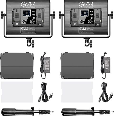 GVM RGB LED ضوء فيديو مع Softbox، 680RS 50W مجموعات إضاءة لوحة LED مع تحكم بلوتوث، عبوتان من إضاءة التصوير الفوتوغرافي لاستوديو YouTube، تصوير الفيديو، الألعاب، البث، المؤتمرات in Saudi Arabia