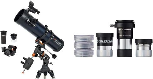Celestron - AstroMaster 130EQ Newtonian Telescope - Reflector Telescope for Beginners - Fully-Coated Glass Optics - Bonus Astronomy Software Package & AstroMaster Telescope Accessory Kit in Kuwait