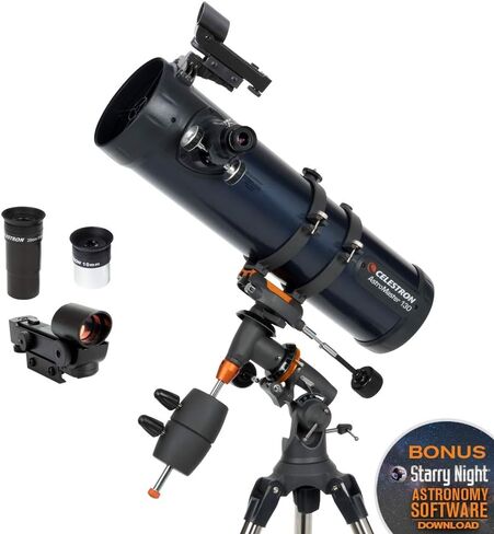 Celestron - AstroMaster 130EQ Newtonian Telescope - Reflector Telescope for Beginners - Fully-Coated Glass Optics - Bonus Astronomy Software Package & AstroMaster Telescope Accessory Kit in Kuwait