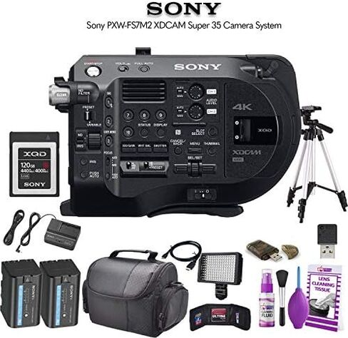 نظام كاميرا Sony PXW-FS7M2 XDCAM Super 35 () مع بطاقة ذاكرة 120 جيجابايت، وحقيبة، وحامل ثلاثي القوائم، وإضاءة LED، وميكروفون والمزيد (متجدد) in Saudi Arabia