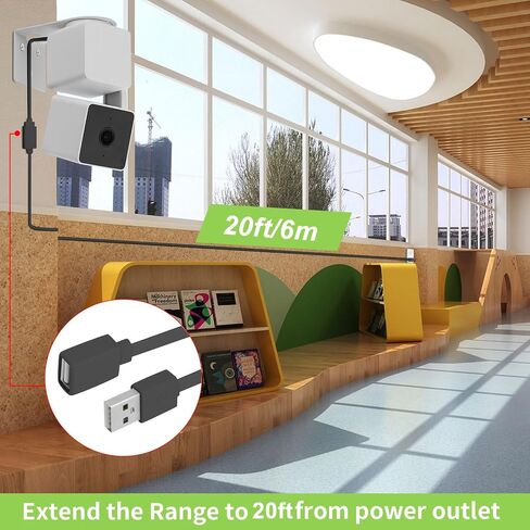 UYODM 2PACK كابل تمديد USB متوافق مع WYZE Cam V3/V2، Wyze Cam OG، WYZE Cam Pan V3/V3 Pro/ V2، 20Ft/6M IPX7 كابل شحن تمديد مقاوم للماء يعمل على تشغيل كاميرا WYZE الخاصة بك بشكل مستمر - أسود in Kuwait