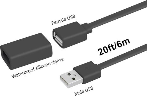 UYODM 2PACK كابل تمديد USB متوافق مع WYZE Cam V3/V2، Wyze Cam OG، WYZE Cam Pan V3/V3 Pro/ V2، 20Ft/6M IPX7 كابل شحن تمديد مقاوم للماء يعمل على تشغيل كاميرا WYZE الخاصة بك بشكل مستمر - أسود in Kuwait