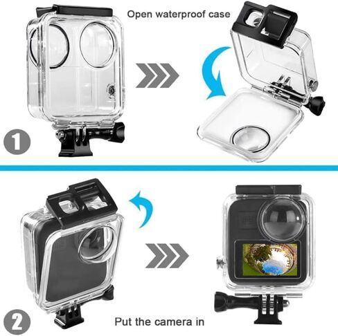 حافظة OKFUN تعمل باللمس مقاومة للماء لجهاز Go Pro MAX 360 لحماية الغوص تحت الماء غطاء حماية 20M/65FT مع ملحقات دعامة شاشة اللمس in Kuwait