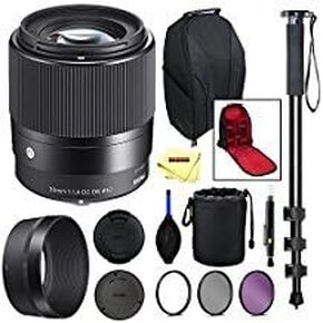 Sigma 30mm F1.4 Contemporary DC DN Lens for Sony E-Mount Cameras + Sunshine Deluxe Accessory Pack in Saudi Arabia