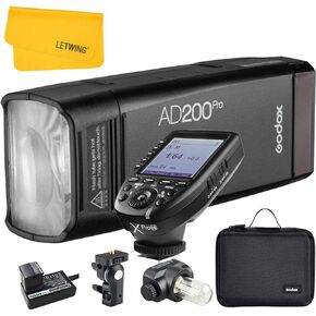 Godox AD200 Pro AD200Pro Strobe Pocket Flash 200W HSS 1/8000s, Li-ion Battery, Bare Bulb/Speedlite Fresnel Flash Head Monolight with Godox XPro-N TTL Wireless Flash Trigger Compatible for Nikon Camera