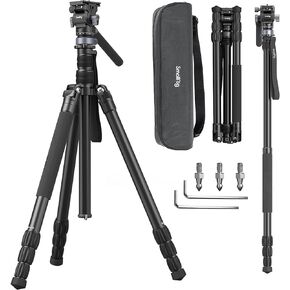 SmallRig 72" Professional Video Tripod, Fluid Head with Leveling Base, Monopod Conversion, Video Tripod for Travel, Video and Vlogging, with Carry Bag, Load up to 8.8 lbs/4 kg - 4319