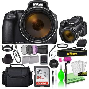 مجموعة كاميرا Nikon COOLPIX P1000 الرقمية بدقة 16 ميجابكسل (26522) مع بطاقة SD Ultra سعة 64 جيجابايت + حقيبة كاميرا كبيرة + طقم مرشح + بطارية احتياطية + طقم تنظيف + المزيد in Kuwait