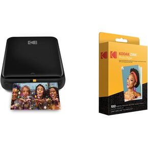 طابعة Zink Kodak Step اللاسلكية الصغيرة للصور المحمولة (أسود) متوافقة مع أجهزة iOS وAndroid وNFC وBluetooth وورق صور ممتاز مقاس 2 × 3 بوصة (100 ورقة) in Kuwait