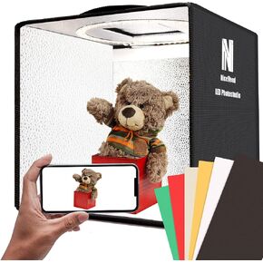 صندوق اضاءة محمول لاستوديو الصور، مجموعة خيمة تصوير احترافية قابلة للتعتيم مقاس 12 × 12 مع 112 مصباح LED و6 خلفيات in Kuwait