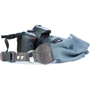 حزام كتف ورقبة للكاميرا من Sugelary، حزام كاميرا من القماش الساتان العتيق لجميع كاميرات DSLR ونيكون كانون وسوني بنتاكس (رمادي) in Kuwait