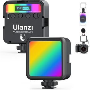VL49 RGB Video Light مع 3 أحذية باردة، كاميرا LED صغيرة قابلة لإعادة الشحن 360 درجة لون إضاءة تصوير محمولة تدعم الجذب المغناطيسي، 2500-9000K مصباح لوحة عاكس للضوء يدعم الجذب المغناطيسي in Kuwait