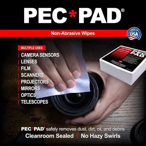 مناديل خالية من الوبر من PEC-PAD مقاس 10.16 سم × 10.16 سم، غير كاشطة فائقة النعومة لتنظيف الأسطح الحساسة مثل الكاميرا، والعدسات، والمرشحات، والأفلام، والماسحات الضوئية، والتلسكوبات، والمجاهر، والمناظير. (1200 ورقة لكل كجم) in Kuwait