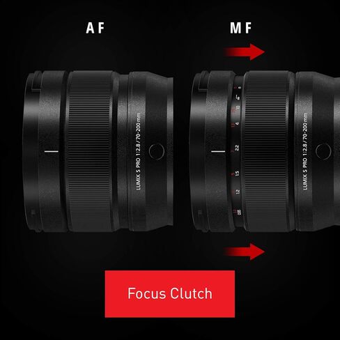 عدسة تليفوتوغرافي LUMIX S PRO 70-200 مم F2.8 من باناسونيك، حامل L كامل الإطار، مثبت الصورة البصري ومقاومة الغبار/الرذاذ/التجمد لكاميرات LUMIX S Series بدون مرآة - S-E70200 (متجددة) in Kuwait