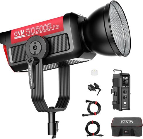 GVM Pro SD500B 500W Led Video Light، أضواء الاستوديو مع Bowen Mount، طقم إضاءة التصوير الفوتوغرافي 61600lux/1m مع غطاء قياسي 45 درجة، إضاءة فيديو الإخراج المستمر مع وحدة التحكم، CRI 97+، 2700-6800K in Kuwait