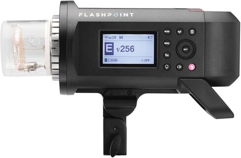 Flashpoint XPLOR 600PRO TTL Monolight الذي يعمل بالبطارية، Glow EZ Lock Deep Parabolic Quick Softbox 28in، Flashpoint Century Light Stand على مجموعة قاعدة السلحفاة مع ذراع قبضة 40in، 2 رؤوس Gobo، دبوس أطفال، كروم in Kuwait