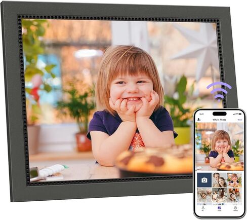 إطار صورة رقمي مقاس 15 بوصة يعمل بتقنية WiFi مع التحكم الصوتي Alexa، وإطار صورة كبير XISKT مثبت على الحائط بسعة 16 جيجابايت، وشاشة لمس IPS، وتدوير تلقائي، وسهولة الصور، ومشاركة الفيديو/هدايا للنساء والرجال والأم والأب in Kuwait