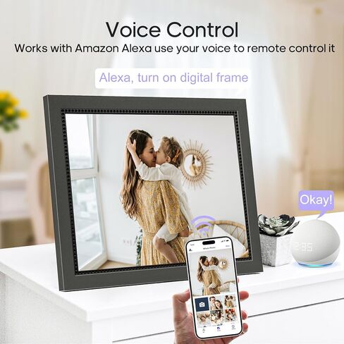 إطار صورة رقمي مقاس 15 بوصة يعمل بتقنية WiFi مع التحكم الصوتي Alexa، وإطار صورة كبير XISKT مثبت على الحائط بسعة 16 جيجابايت، وشاشة لمس IPS، وتدوير تلقائي، وسهولة الصور، ومشاركة الفيديو/هدايا للنساء والرجال والأم والأب in Kuwait