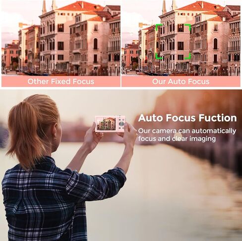 Digital Camera Auto Focus 2.7K Vlogging Camera HD 48MP 16X Digital Zoom Camera with 32G Memory Card 2 Batteries YouTube Portable Mini Compact Camera for Kids Teens Adult Beginner in Kuwait