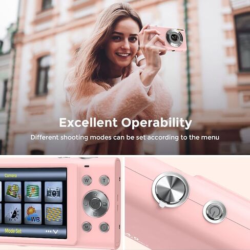 Digital Camera Auto Focus 2.7K Vlogging Camera HD 48MP 16X Digital Zoom Camera with 32G Memory Card 2 Batteries YouTube Portable Mini Compact Camera for Kids Teens Adult Beginner in Kuwait