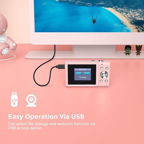 Digital Camera Auto Focus 2.7K Vlogging Camera HD 48MP 16X Digital Zoom Camera with 32G Memory Card 2 Batteries YouTube Portable Mini Compact Camera for Kids Teens Adult Beginner in Kuwait