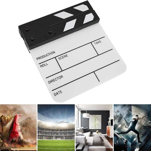 لوح Clapperboard صغير، لوح Clapperboard من الأكريليك لمشهد فيلم تلفزيوني، لوح Clapper Board مع قلم تحديد سبورة بيضاء قابل للمسح (أبيض) in Kuwait