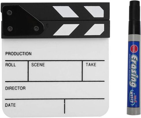 لوح Clapperboard صغير، لوح Clapperboard من الأكريليك لمشهد فيلم تلفزيوني، لوح Clapper Board مع قلم تحديد سبورة بيضاء قابل للمسح (أبيض) in Kuwait