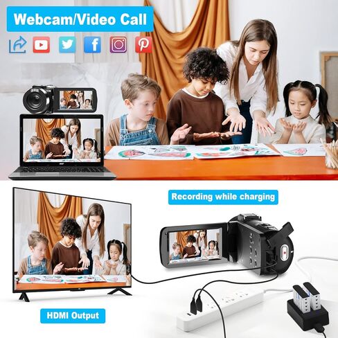 كاميرا فيديو WIKICO 4K كاميرا فيديو بدقة 56 ميجابكسل UHD WiFi لليوتيوب، تقريب رقمي 18X ومسجل شاشة تعمل باللمس مع ميكروفون، مثبت محمول، غطاء عدسة، جهاز تحكم عن بعد، بطاريتين in Kuwait