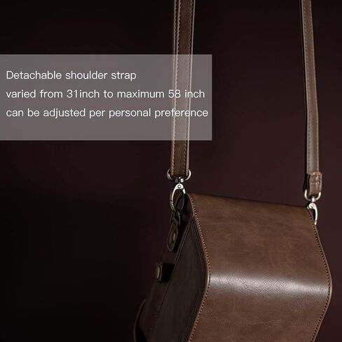 هالوهيليو حقيبة كاميرا كلاسيكية لبولارويد ون ستيب +/ ناو بلس بولارويد اوريجينالز ون ستيب 2 في اف/ناو اي تايب كاميرا فورية متصلة بتقنية البلوتوث (حافظة بني) in Kuwait