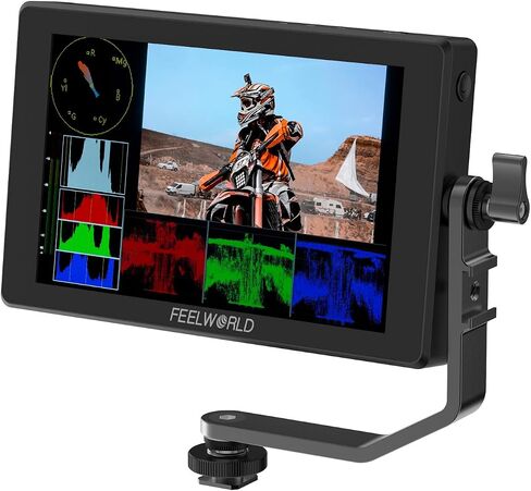 شاشة FEELWORLD SH7 مقاس 7 بوصة 2200nit فائقة السطوع للكاميرا DSLR تدعم التحويل SDI HDMI والتحويل المتقاطع والإخراج ثلاثي الأبعاد LUT مع شكل موجة اللمس F970 ومجموعة الطاقة in Kuwait