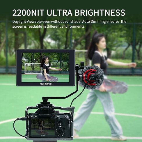 شاشة FEELWORLD SH7 مقاس 7 بوصة 2200nit فائقة السطوع للكاميرا DSLR تدعم التحويل SDI HDMI والتحويل المتقاطع والإخراج ثلاثي الأبعاد LUT مع شكل موجة اللمس F970 ومجموعة الطاقة in Kuwait