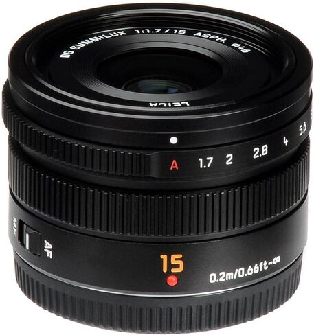 باناسونيك Lumix G Leica DG Summilux عدسة 15 مم f/1.7 Asph لـ Micro Four Thirds، أسود، حزمة مع طقم فلتر 46 مم، طقم فلتر ProOptic 46 مم، حقيبة عدسة، طقم تنظيف، غلاف عدسة، مجموعة برامج in Saudi Arabia