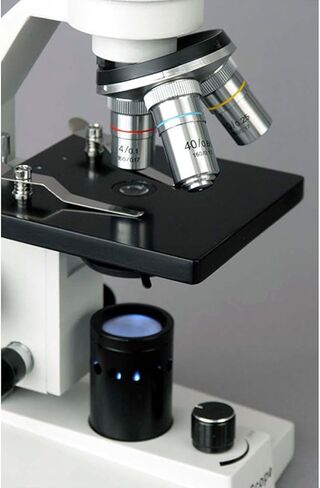 AmScope M200C-LED Cordless Monocular Compound Microscope, WF10x and WF25x Eyepieces, 40x-1000x Magnification, LED Illumination, Brightfield, Single-Lens Condenser, Coarse and Fine Focus, Plain Stage, 110V or Cordless Operation in Saudi Arabia
