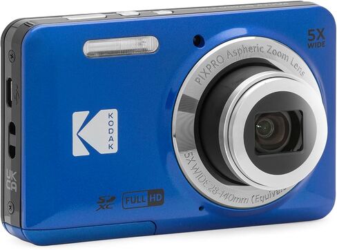 Kodak PIXPRO FZ55 Digital Camera, Blue Bundle with Lexar 32GB High-Performance 800x UHS-I SDHC Memory Card + Deco Photo Point and Shoot Field Bag Camera Case in Saudi Arabia