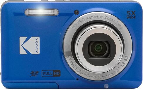 Kodak PIXPRO FZ55 Digital Camera, Blue Bundle with Lexar 32GB High-Performance 800x UHS-I SDHC Memory Card + Deco Photo Point and Shoot Field Bag Camera Case in Saudi Arabia