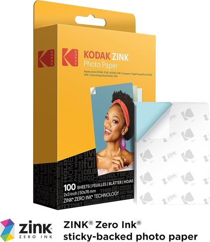 طابعة Zink Kodak Step اللاسلكية الصغيرة للصور المحمولة (أسود) متوافقة مع أجهزة iOS وAndroid وNFC وBluetooth وورق صور ممتاز مقاس 2 × 3 بوصة (100 ورقة) in Kuwait