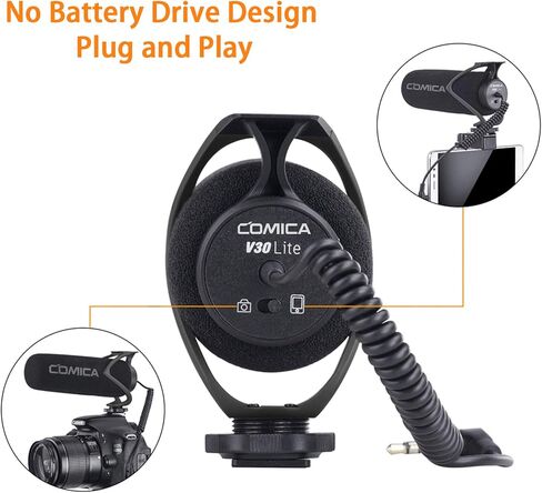 comica CVM-V30 LITE Video Microphone,Super-Cardioid Condenser On-Camera Shotgun Microphone for Canon Nikon Sony Panasonic DSLR Cameras,with MF2 Windmuff in Saudi Arabia