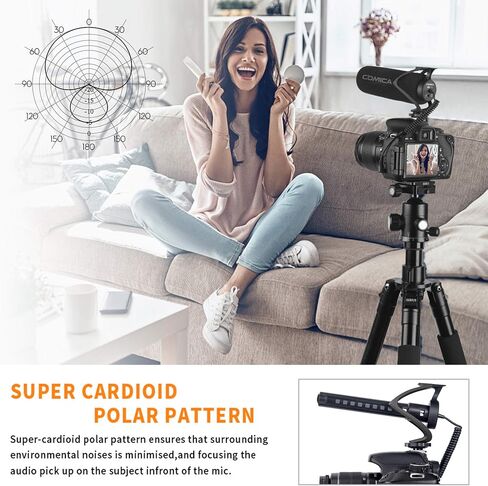 comica CVM-V30 LITE Video Microphone,Super-Cardioid Condenser On-Camera Shotgun Microphone for Canon Nikon Sony Panasonic DSLR Cameras,with MF2 Windmuff in Saudi Arabia