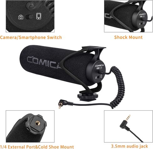 comica CVM-V30 LITE Video Microphone,Super-Cardioid Condenser On-Camera Shotgun Microphone for Canon Nikon Sony Panasonic DSLR Cameras,with MF2 Windmuff in Saudi Arabia