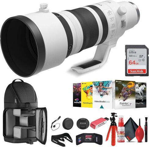 Canon RF 100-300mm f/2.8 L is USM Lens with 64GB Extreme Pro Card + Corel Photo Software + Flexible Tripod + Card Wallet + Cleaning Kit + Card Reader + Backpack + Lens Cap Keeper (Renewed) in Saudi Arabia