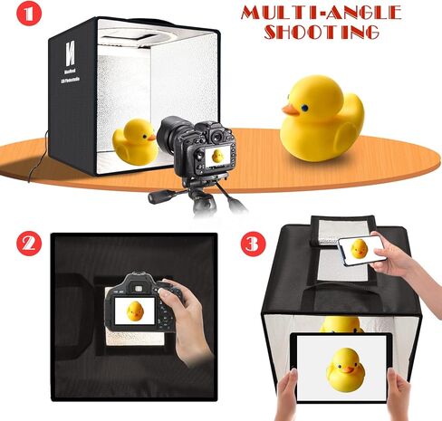 صندوق اضاءة محمول لاستوديو الصور، مجموعة خيمة تصوير احترافية قابلة للتعتيم مقاس 12 × 12 مع 112 مصباح LED و6 خلفيات in Kuwait