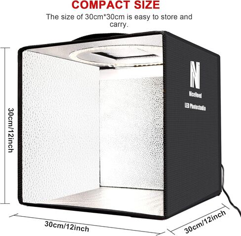 صندوق اضاءة محمول لاستوديو الصور، مجموعة خيمة تصوير احترافية قابلة للتعتيم مقاس 12 × 12 مع 112 مصباح LED و6 خلفيات in Kuwait