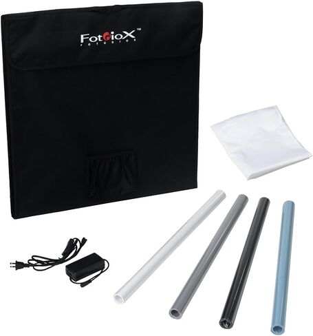 Fotodiox Pro LED 24x24 Studio-in-a-Box للتصوير الفوتوغرافي على سطح الطاولة - يتضمن خيمة خفيفة، ومصابيح LED مدمجة قابلة للتعتيم، وحقيبة حمل وأربع خلفيات in Kuwait