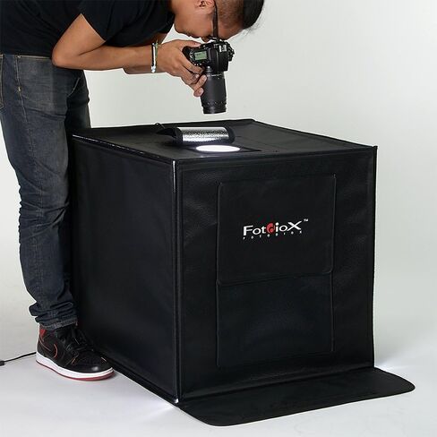 Fotodiox Pro LED 24x24 Studio-in-a-Box للتصوير الفوتوغرافي على سطح الطاولة - يتضمن خيمة خفيفة، ومصابيح LED مدمجة قابلة للتعتيم، وحقيبة حمل وأربع خلفيات in Kuwait