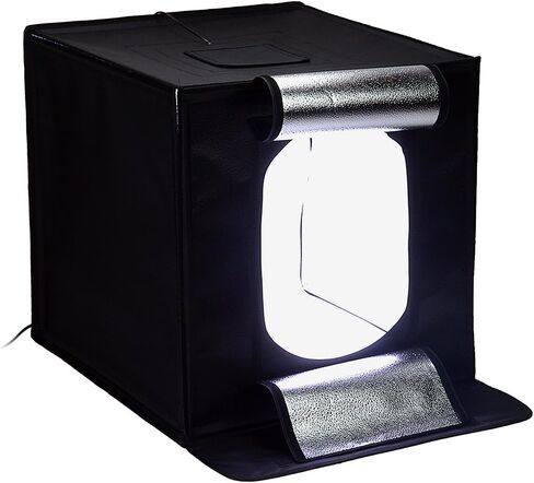 Fotodiox Pro LED 24x24 Studio-in-a-Box للتصوير الفوتوغرافي على سطح الطاولة - يتضمن خيمة خفيفة، ومصابيح LED مدمجة قابلة للتعتيم، وحقيبة حمل وأربع خلفيات in Kuwait